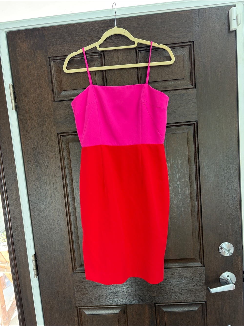 Milly Pink and Red Spaghetti-Strap Mini Dress